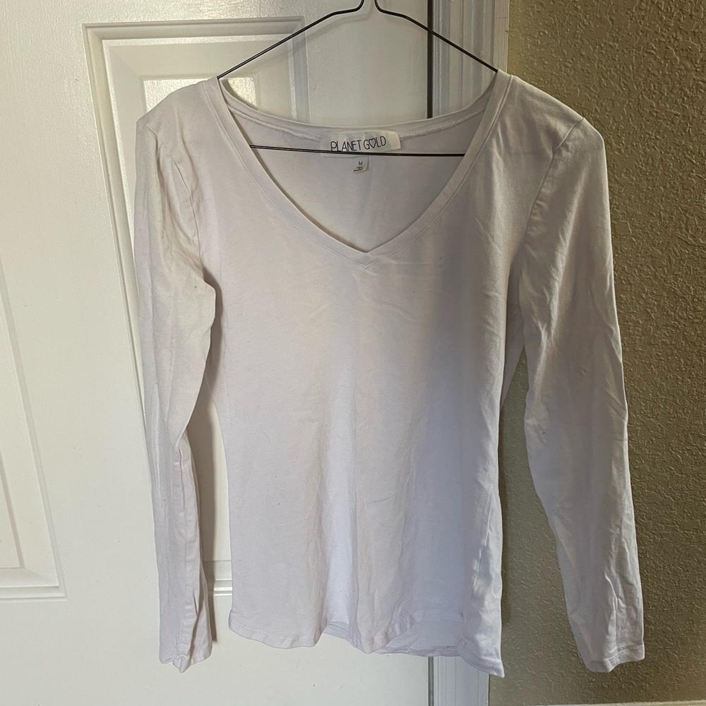 Planet Gold Medium plain white long sleeve shirt